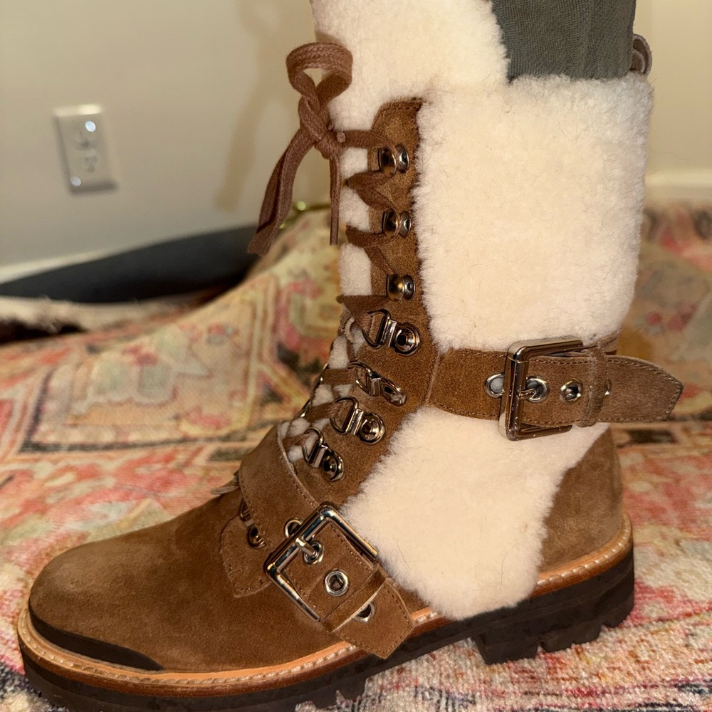 SIGERSON MORRISON Iris Suede and Shearling Boots 7.5